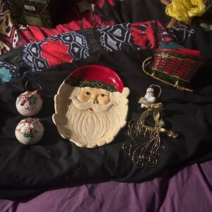 Xmas bundle ornaments napkins ceramic spoon rest